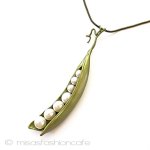 ペンダントネックレス ７粒の真珠さやえんどう豆