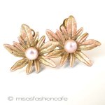 マイケルミショー　真珠 ゼラニウム花イヤリング