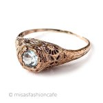 天然石アクアマリン指輪 14Kローズゴールド925