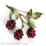 天然石　ガーネット ラズベリー　ブローチ