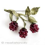 天然石　ガーネット ラズベリー　ブローチ