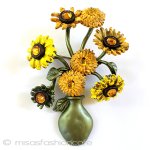 ヒマワリの花ブローチ