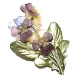 すみれパンジー花ブローチ