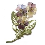 すみれパンジー花ブローチ