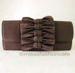 SANTI サンティ クラッチ 　リボン（ブラウン）