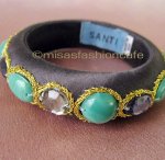 SANTI サンティ　バングル グリーン ジュエル