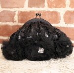 SANTI サンティ クラッチ ブラック花 （小）