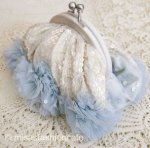 SANTI サンティ クラッチ ベビーブルーフラワー（小）