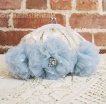 SANTI サンティ クラッチ ベビーブルーフラワー（小）