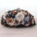 SANTIサンティ クラッチ 　カフェ・フラワー