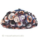 ＳＡＮＴＩサンティ　バッグ ネイビーｘモカ・フラワー