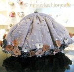 SANTI サンティ クラッチ 　レザー・花・デニム