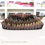 SANTI サンティ クラッチ 　ジグザグ ブラウン