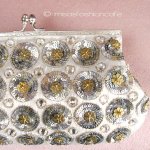 SANTI サンティ クラッチ シルバー＆ゴールド小花