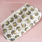 SANTI サンティ クラッチ シルバー＆ゴールド小花