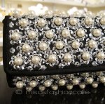 SANTI サンティ クラッチ パール小花black