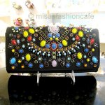 SANTI サンティ クラッチ ビジューブラック