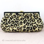 SANTI サンティ クラッチ 　ビーズ・レオパード