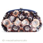 ＳＡＮＴＩサンティ　バッグL ネイビーｘモカ・フラワー