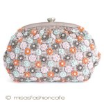 ＳＡＮＴＩサンティ　バッグ パール＆ビーズ花チェック