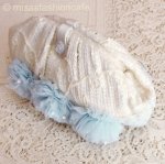 SANTI サンティ クラッチ 　水色フラワー（ワイド）