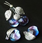 Austria　ブルーベリー ブローチ＆イヤリングセット
