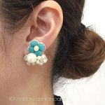 ガラス＆パールの花ブーケ ピアス・イヤリング再販