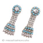 ラインストーン刺繍フリンジ イヤリングまたはピアス