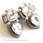 パール＆クリスタル・チェーン イヤリングまたはピアス