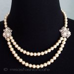 ブライダル　ネックレス パール花ハーフ２連再販！