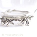 オリーブ装飾・脚付 ガラスボウル・容器