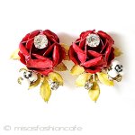 ヴィンテージイヤリング エナメルRSローズ花