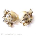 ヴィンテージジュエリー パールの花イヤリング