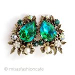 ART刻印　イヤリング ガラス＆パールのお花