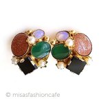 アンティークイヤリング 真珠・天然石オパール