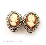 アンティークジュエリー シェルカメオイヤリング