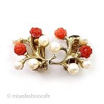 SWOBODA　スワボダ 真珠と珊瑚バラのお花