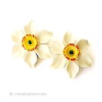 アンティークイヤリング 象牙アイボリー水仙の花 アンティークイヤリング 象牙アイボリー水仙の花