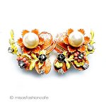 ヴィンテージイヤリング パール＆エナメルのお花
