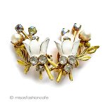 Robert刻印イヤリング パール・ビジューの花