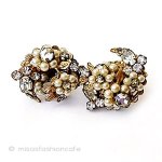 Robert刻印イヤリング パール・ビジューの花