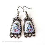 アンティークジュエリー ポーセラーツ花ピアス