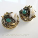 アールヌーヴォーイヤリング マザーオブパール天然石