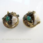 アールヌーヴォーイヤリング マザーオブパール天然石