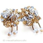 希少DeMario NY刻印 花＆りぼんイヤリング