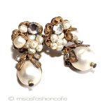 Haskell初期イヤリング 花バロックパール