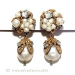 Haskell初期イヤリング 花バロックパール