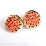 Trifari　 トリファリ コーラル花イヤリング