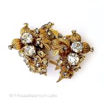 アンティークジュエリー クリスタル金葉ブーケ