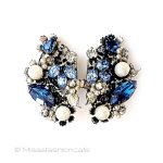 Robert　イヤリング パール&ブルーRSの花